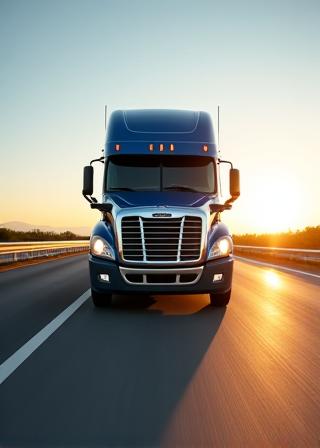 Heavy duty freight truck on the highway